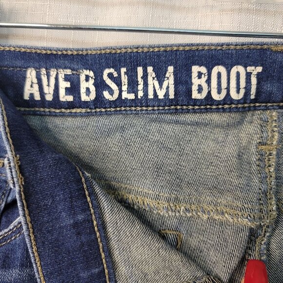 DKNY Womens Ave B Slim Boot Jeans 8X32 Blue Denim Light Distress - Picture 4 of 10